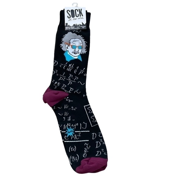 RELATIVELY Cool Socks Men’s Crew Sock it to me Albert Einstein size 7-13 - Picture 3 of 10